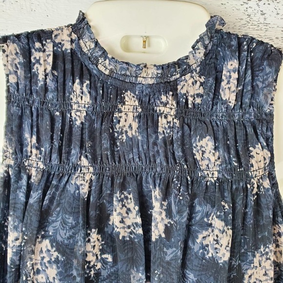Joie Baltic Print Swing Mini Casual Ruffled Neckline Dress Size Extra Small New - Picture 3 of 11